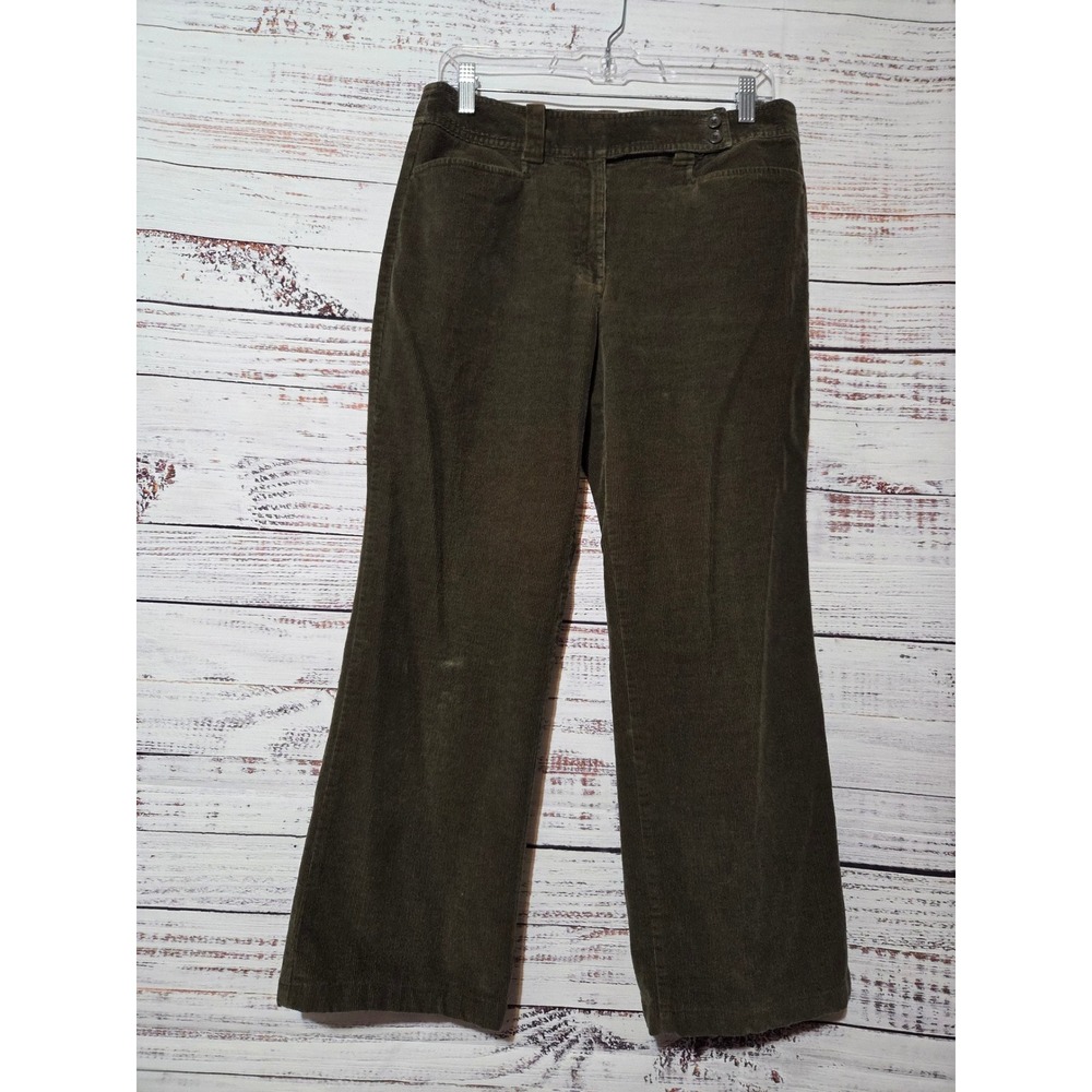 Talbots Petites Olive Green Corduroy Pants Size 10P Straight Leg Stretch Cotton